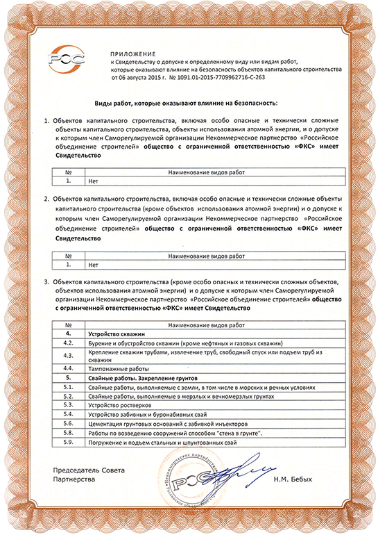 Свидетельство СРО ООО «ФКС-Ессентуки»